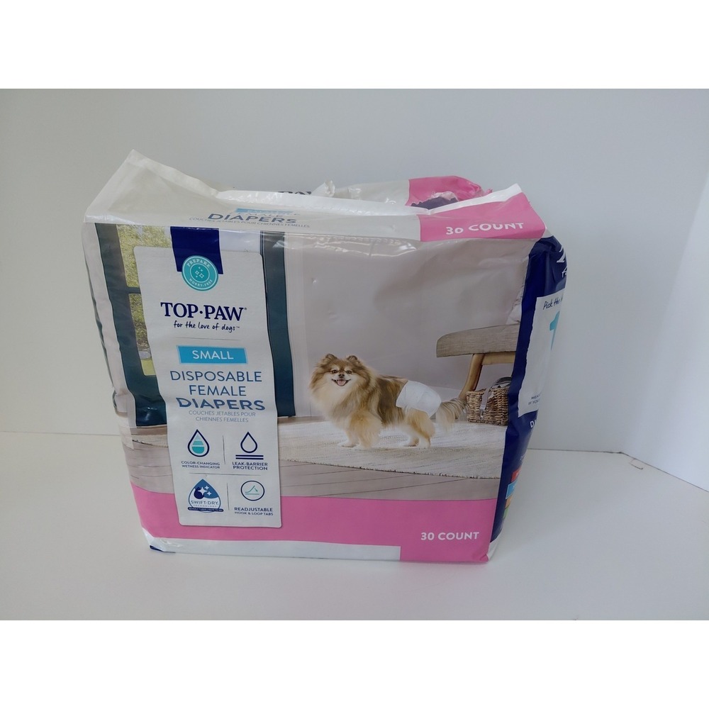 Top Paw Disposable Diapers Open Pack 29 Only Size Small 16-22" Waist